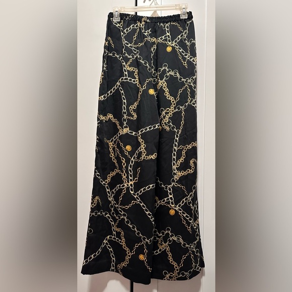 MNG Mango Women’s Black Printed‎ Suit Trousers Wide-Leg Stretch Pants Size S - Picture 7 of 13